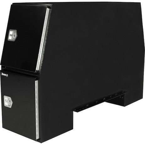 65x24x82 Inch Black Steel Backpack Truck Box - 13.3 Inch Offset Floor