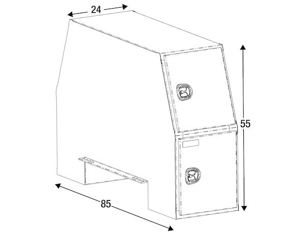 55x24x85 Inch Black Steel Backpack Truck Box - 9.1 Inch Offset Floor