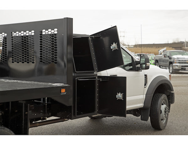 65x24x82 Inch Black Steel Backpack Truck Box - 13.3 Inch Offset Floor