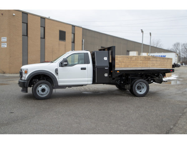 65x24x82 Inch Black Steel Backpack Truck Box - 13.3 Inch Offset Floor