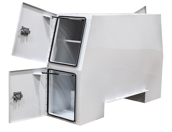 65x24x82 Inch Offset Floor White Steel Backpack Truck Box - 13.3 Inch Offset