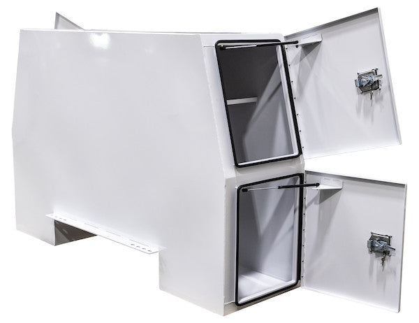 65x24x82 Inch Offset Floor White Steel Backpack Truck Box - 13.3 Inch Offset