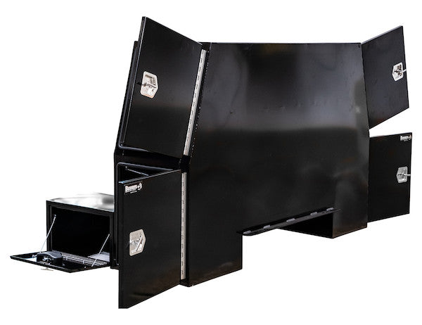 85x55x48 Inch Black Steel L-Pack Backpack Truck Box - 8.5 Inch Offset