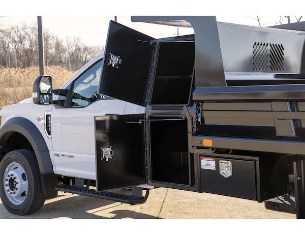 85x55x48 Inch Black Steel L-Pack Backpack Truck Box - 8.5 Inch Offset