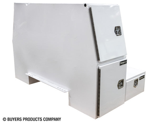 85x55x48 Inch White Steel L-Pack Backpack Truck Box - 16.35 Inch Offset