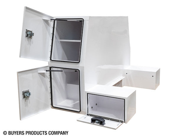 BP855548W - 85x55x48 Inch White Steel L-Pack Backpack Truck Box - 16.35 Inch Offset