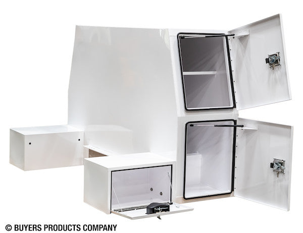 85x55x48 Inch White Steel L-Pack Backpack Truck Box - 16.35 Inch Offset