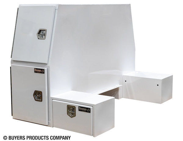 85x55x48 Inch White Steel L-Pack Backpack Truck Box - 16.35 Inch Offset