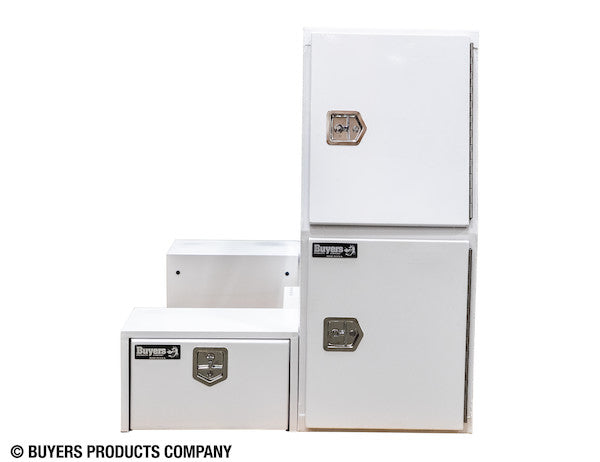 85x55x48 Inch White Steel L-Pack Backpack Truck Box - 16.35 Inch Offset