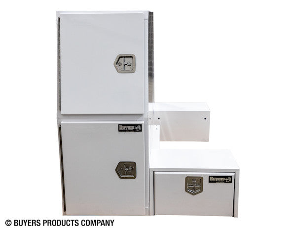 85x55x48 Inch White Steel L-Pack Backpack Truck Box - 16.35 Inch Offset