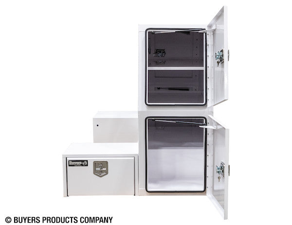 85x55x48 Inch White Steel L-Pack Backpack Truck Box - 16.35 Inch Offset