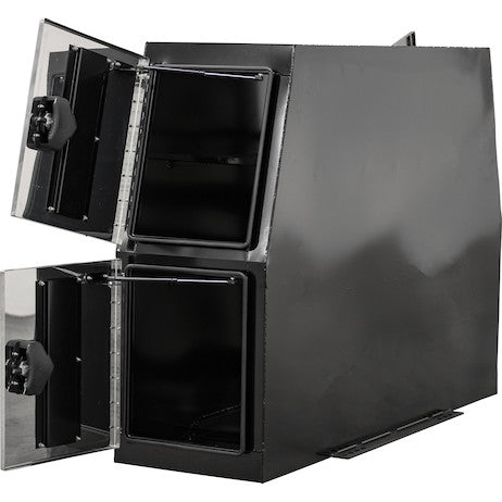 59x24x85 Inch Flat Floor Black Steel Backpack Truck Box With Stainless Steel Doors