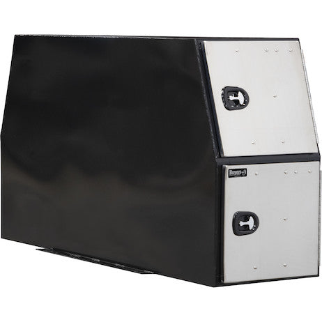 59x24x85 Inch Flat Floor Black Steel Backpack Truck Box With Stainless Steel Doors