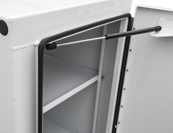 White Steel Straight Side Backpack Truck Box with Adjustable Shelving