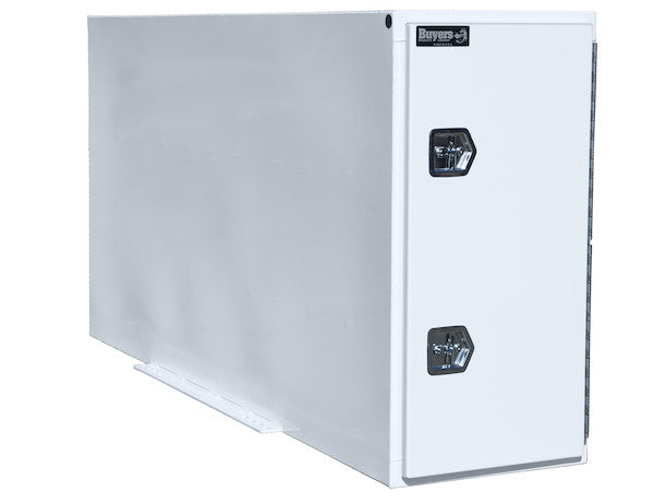 White Steel Straight Side Backpack Truck Box - T-Handle Latch