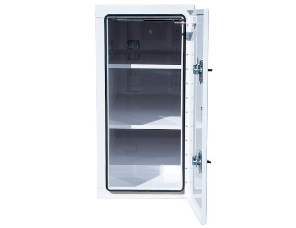 White Steel Straight Side Backpack Truck Box - T-Handle Latch