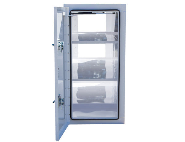 White Steel Straight Side Backpack Truck Box - T-Handle Latch