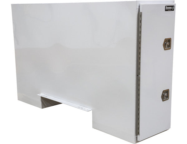 57x24x96 Inch Straight Side White Steel Backpack Truck Tool Box - 11.26 Inch Offset Floor