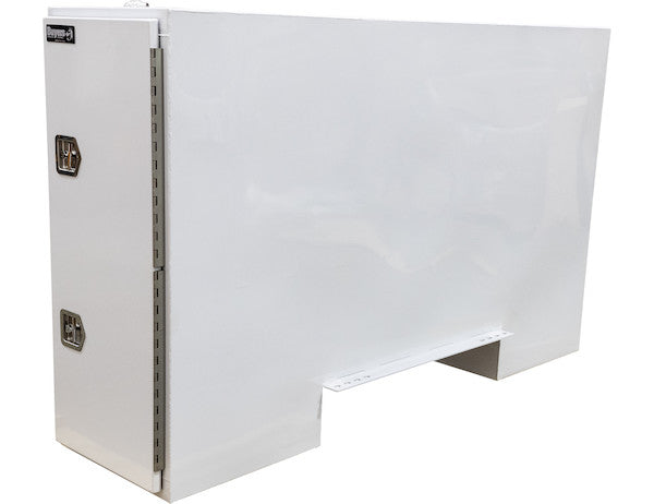 57x24x96 Inch Straight Side White Steel Backpack Truck Tool Box - 11.26 Inch Offset Floor