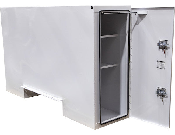 57x24x96 Inch Straight Side White Steel Backpack Truck Tool Box - 11.26 Inch Offset Floor