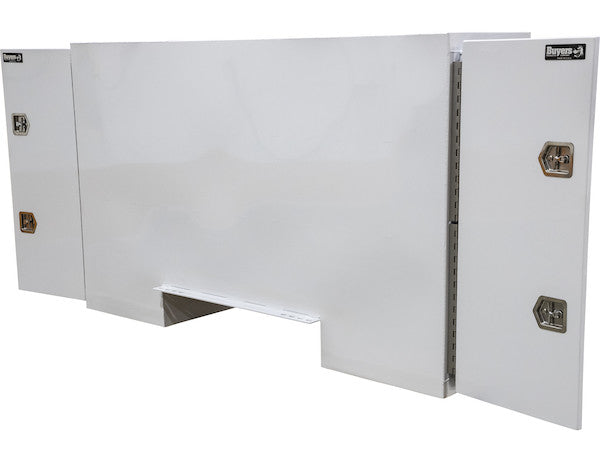 57x24x96 Inch Straight Side White Steel Backpack Truck Tool Box - 11.26 Inch Offset Floor