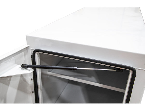 57x24x96 Inch Straight Side White Steel Backpack Truck Tool Box - 11.26 Inch Offset Floor