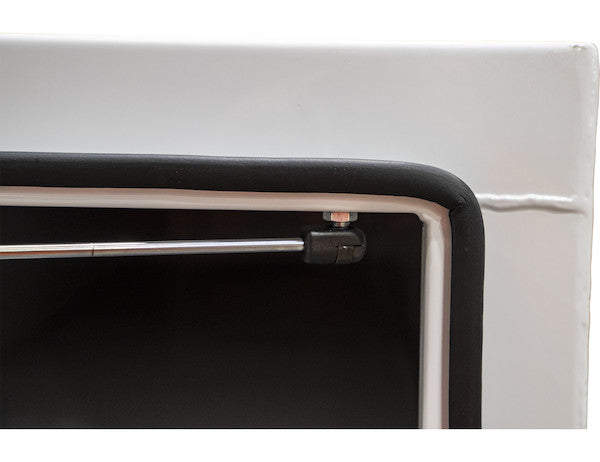 57x24x96 Inch Straight Side White Steel Backpack Truck Tool Box - 11.26 Inch Offset Floor