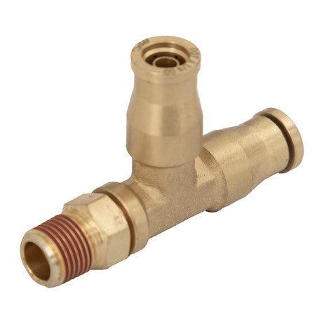 Brass DOT Push-In Swivel Male Run Tee 1/4 Inch Tube O.D. x 1/8 Inch Pipe Thread