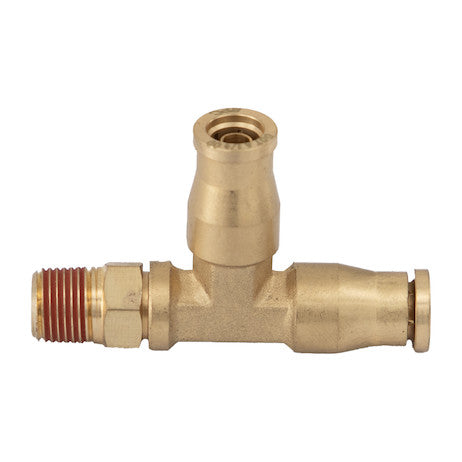 Brass DOT Push-In Swivel Male Run Tee 1/4 Inch Tube O.D. x 1/8 Inch Pipe Thread