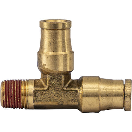 Brass DOT Push-In Male Run Tee 1/4 Inch Tube O.D. x 1/8 Inch Pipe Thread