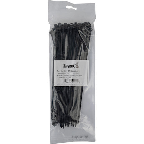 11-inch Length Black-Weather Resistant Nylon Cable Zip Tie (100-Pack)