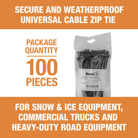 7.50-inch Length Black Weather-Resistant Nylon Cable Zip Tie (100-Pack)
