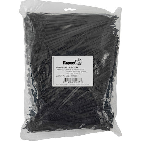 7.50-inch Length Black Weather-Resistant Nylon Cable Zip Tie (1,000-Pack)