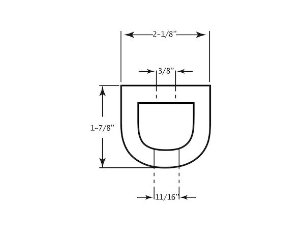 Extruded Rubber D-Shaped Bumper with 2 Holes - 2-1/8 x 1-7/8 x 6 Inch Long