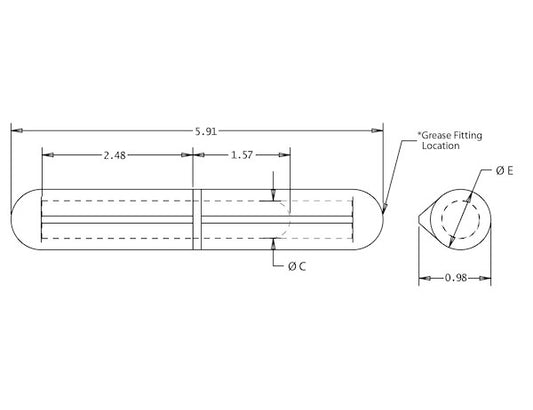 Steel Weld-On Bullet Hinge with Steel Pin and Brass Bushing - 0.98 x 5.91 Inch