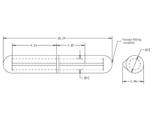 Steel Weld-On Bullet Hinge with Steel Pin and Brass Bushing - 1.46 x 10.24 Inch