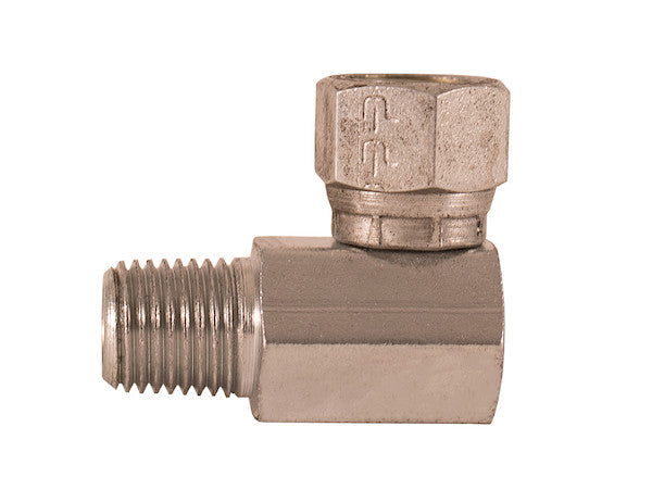 H9405X6X6 - 3/8-18 Inch NPSM Female Pipe Swivel To 3/8-18 Inch Male Pipe Thread 90?? Elbow