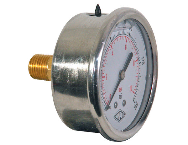 1054 - Silicone Filled Pressure Gauge - Center Back Mount 0-160 PSI