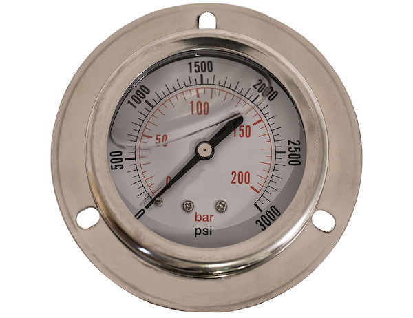 1052 - Silicone Filled Pressure Gauge - Panel Mount 0-3,000 PSI