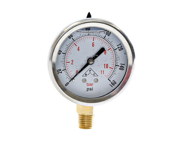 Silicone Filled Pressure Gauge - Stem Mount 0-160 PSI