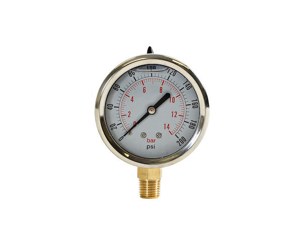Silicone Filled Pressure Gauge - Stem Mount 0-200 PSI