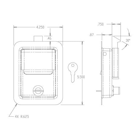 Rust Resistant Steel Single Point Locking Paddle Latch - Weld-On