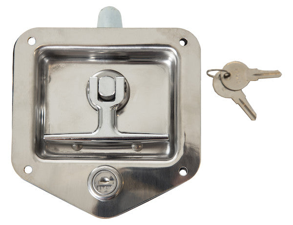 Zinc Plated Steel Flush Mount Single Point T-Handle Latch Assembly with Mounting Holes