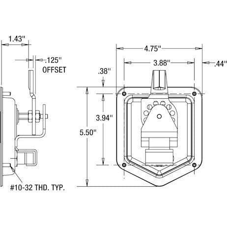 Stainless Triple Point T-Handle Latch with Roller
