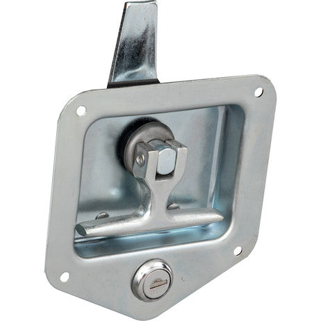 Zinc Plated Steel Flush Mount Single Point T-Handle Latch Assembly with Mounting Holes