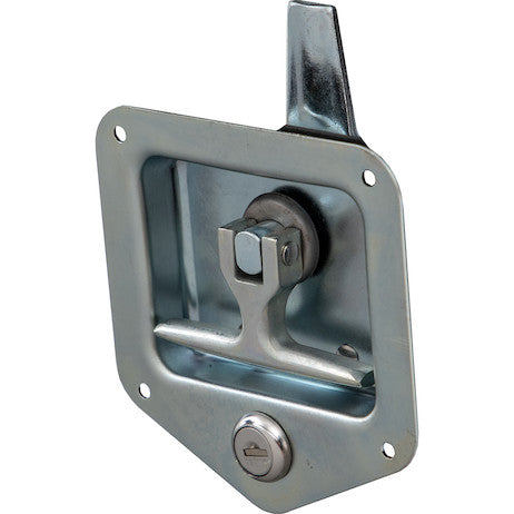 Zinc Plated Steel Flush Mount Single Point T-Handle Latch Assembly with Mounting Holes