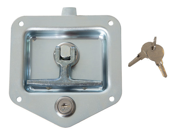 Zinc Plated Steel Flush Mount Single Point T-Handle Latch Assembly with Mounting Holes