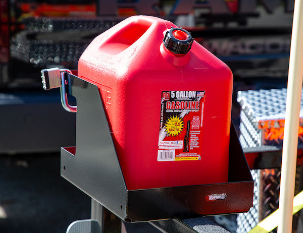 Locking Gas Container Rack for Open/Enclosed Landscape Trailers