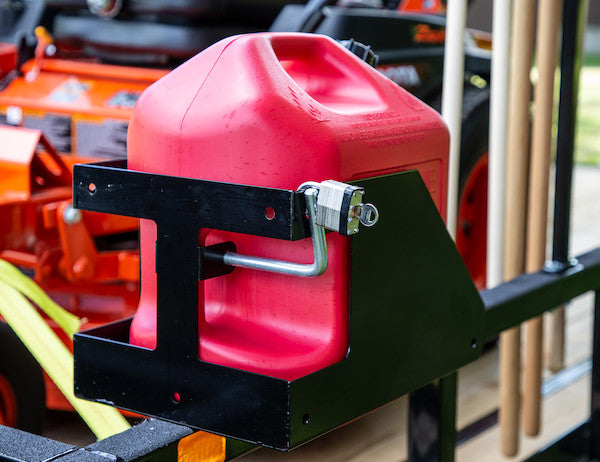 Locking Gas Container Rack for Open/Enclosed Landscape Trailers