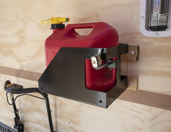 Locking Gas Container Rack for Open/Enclosed Landscape Trailers